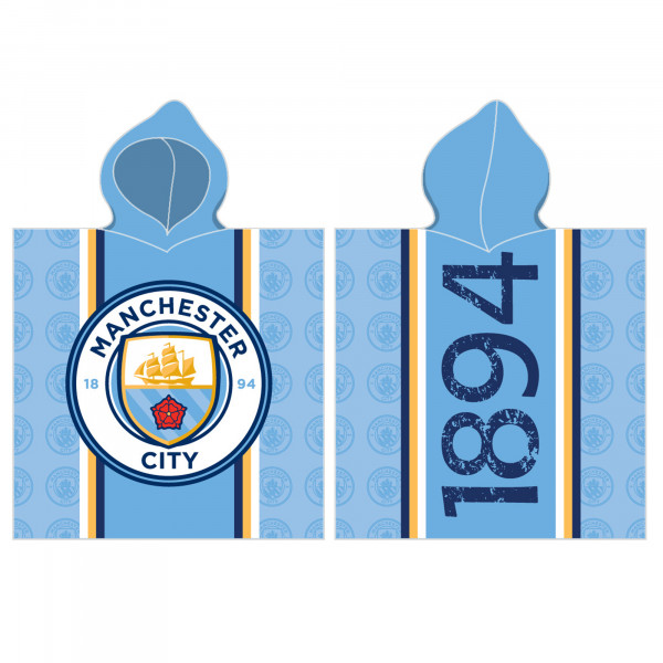 Manchester City Kinder Kapuzen Bade-Poncho Logo Blau 60x120 cm