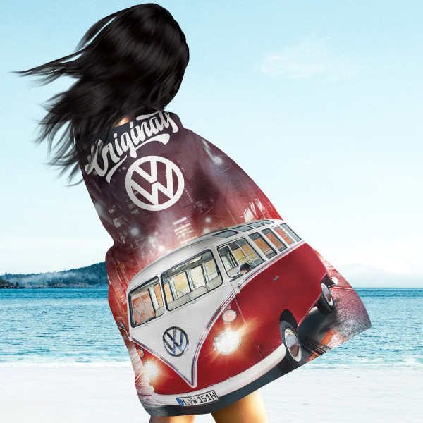 VW Volkswagen Bulli T1 Decke 087-B Rot 130x170 cm Kuscheldecke