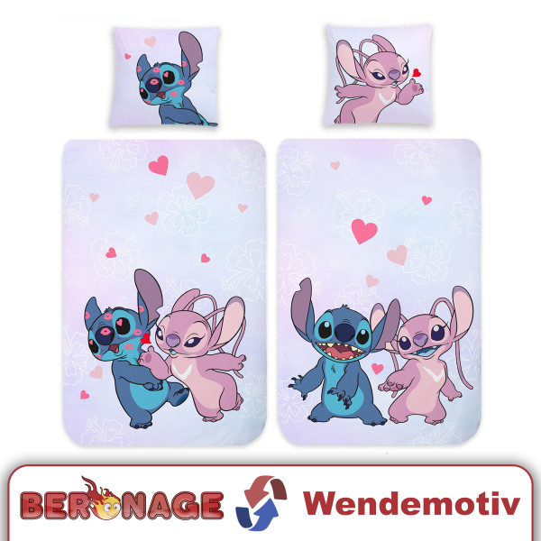 Lilo und Stitch Angel Hearts Disney Bettwäsche Linon / Renforcé