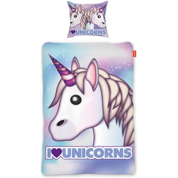 Emoji Einhorn Bettwäsche Linon / Renforcé