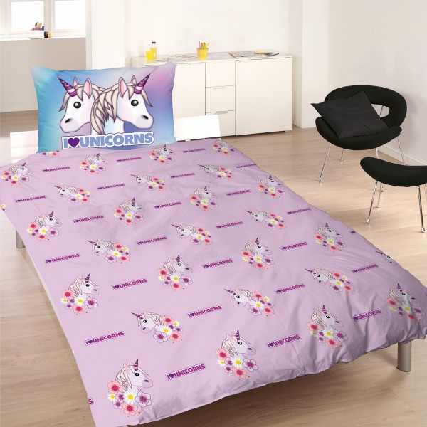 Emoji Einhorn Bettwäsche Linon / Renforcé