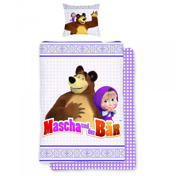 Mascha und der Bär Kinder-Bettwäsche Freunde Linon / Renforcé