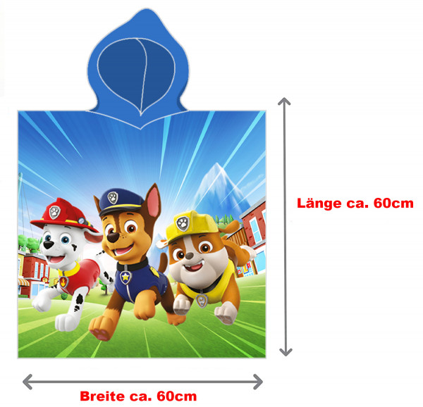 Paw Patrol Kinder Kapuzen Bade-Poncho Boy's Blau 60x120 cm Bademantel Poncho