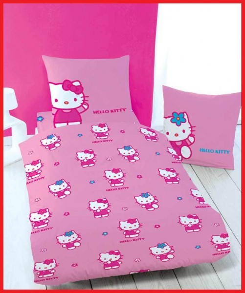 KINDER BETTWÄSCHE 135/200 HELLO KITTY JUMP NEUHEIT/OVP in LINON - 100% BAUMWOLLE