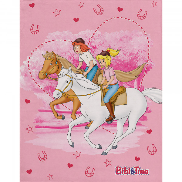 Bibi und Tina Freunde Decke 130x170 cm Kuscheldecke Wohndecke Fleecedecke