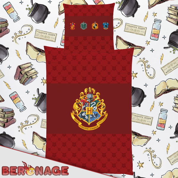 Harry Potter Bettwäsche Zauberschule Rot Linon / Renforcé